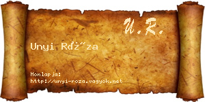 Unyi Róza névjegykártya